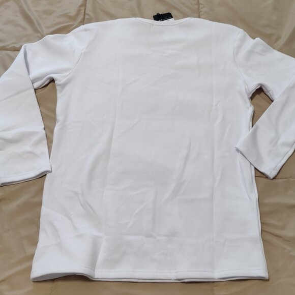 Thick White V-Neck Velvet Sweater X-Large - Picture 2 of 3